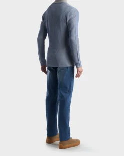 Powder Blue Viscose Cotton Double Breasted Cardigan