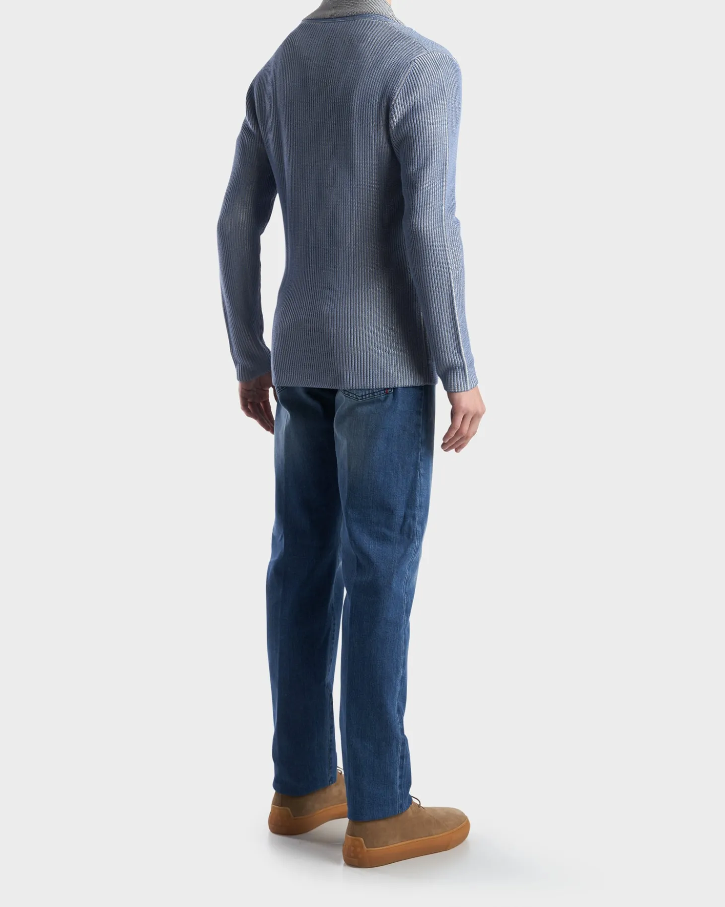 Powder Blue Viscose Cotton Double Breasted Cardigan