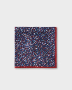 Red And Blue Floral Pocket Square