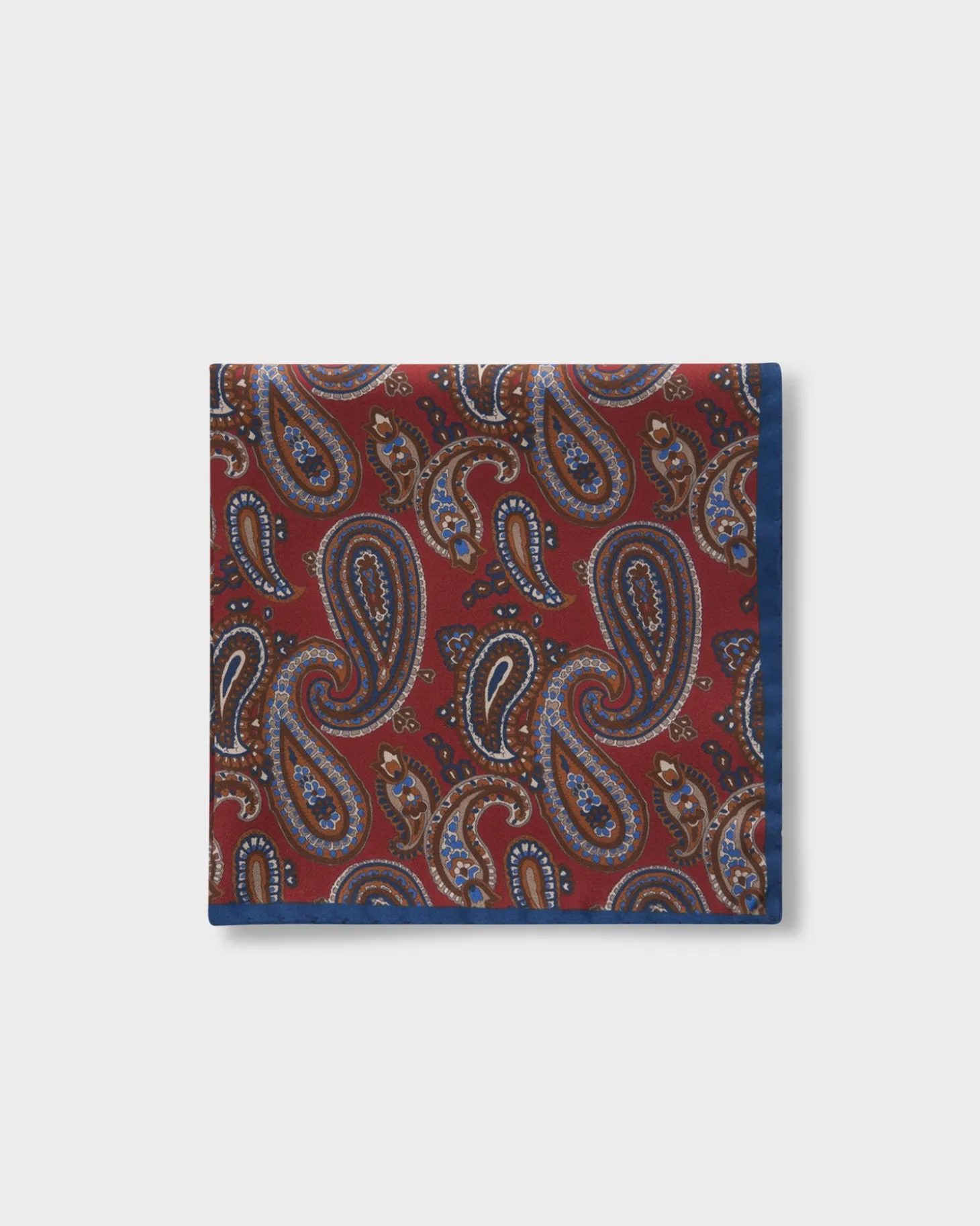 Red And Blue Silk Paisley Pocket Square