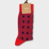 Red And Blue Square Pattern Socks