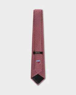 Red And White Plane Pattern Silk Tie