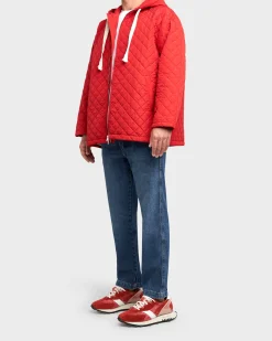 Red Quilted Drawstring Jacket