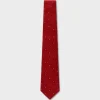 Red With Blue And Ivory Dots Silk Tie
