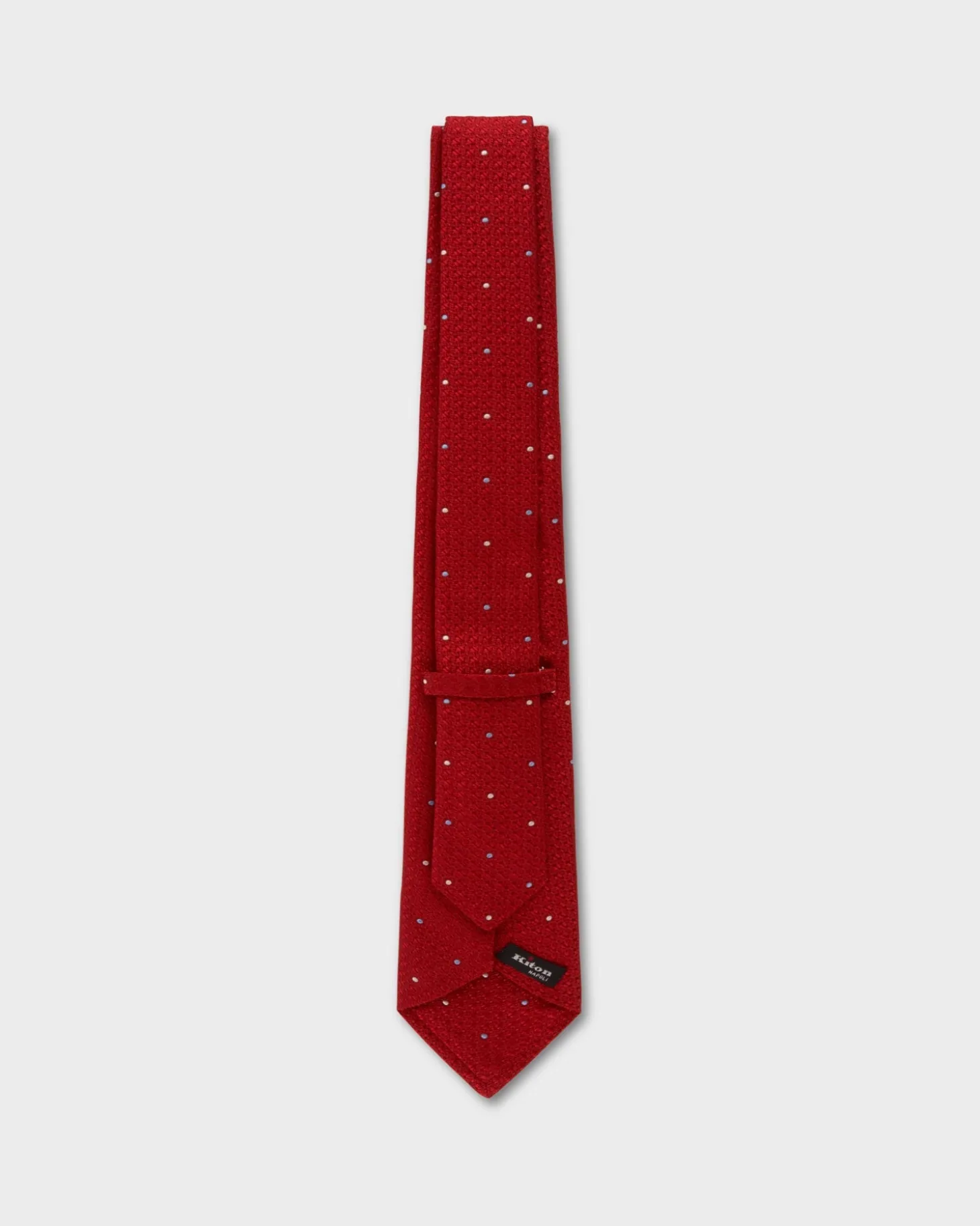 Red With Blue And Ivory Dots Silk Tie