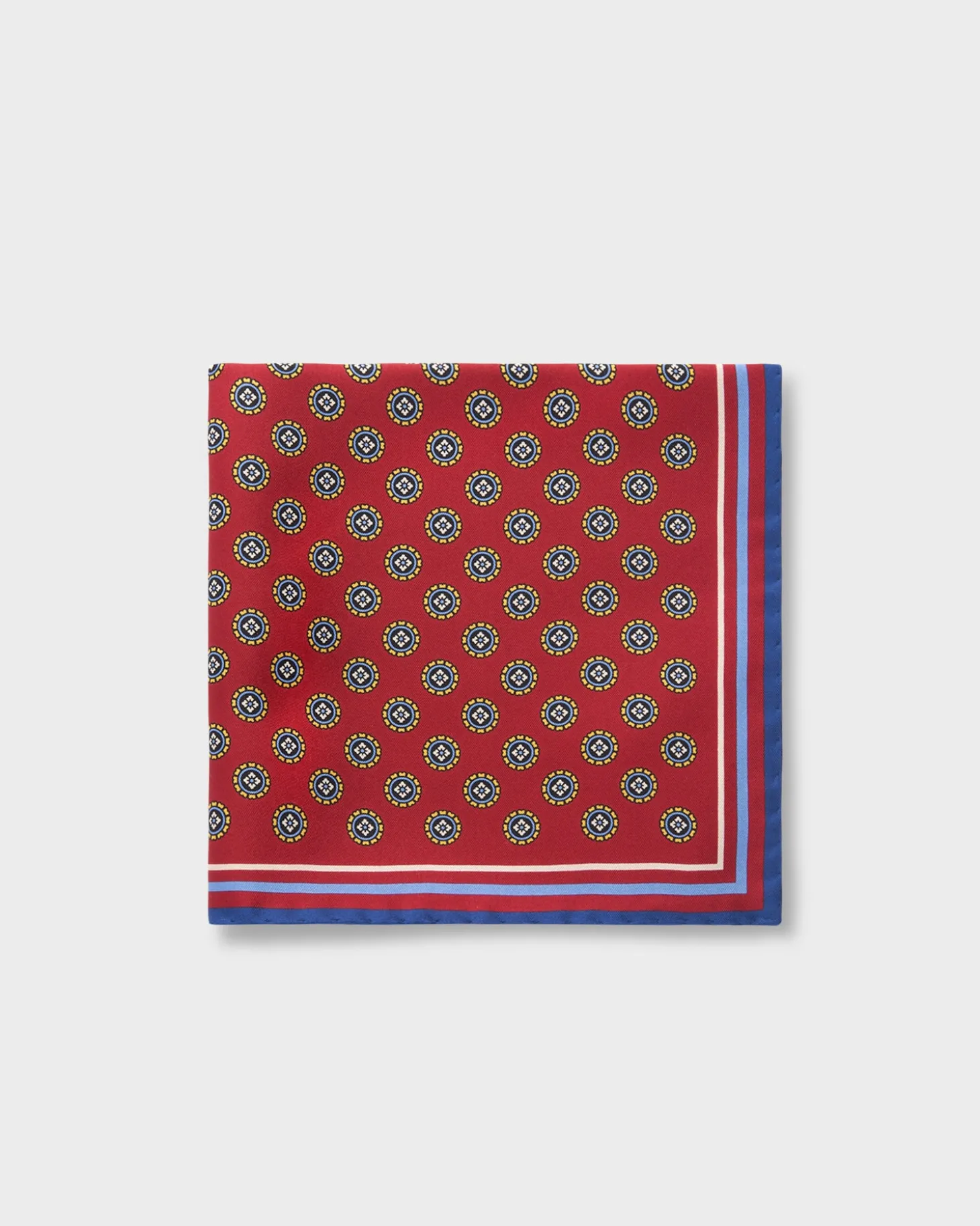 Red With Circle Pattern Silk Pocket Square