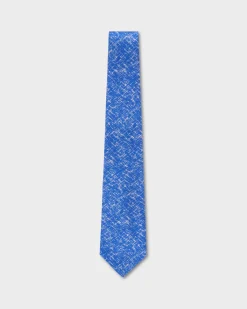 Royal Blue And White Abstract Pattern Silk Tie
