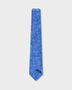Royal Blue And White Abstract Pattern Silk Tie