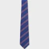 Royal Blue With Red Diagonal Stripes Silk Tie