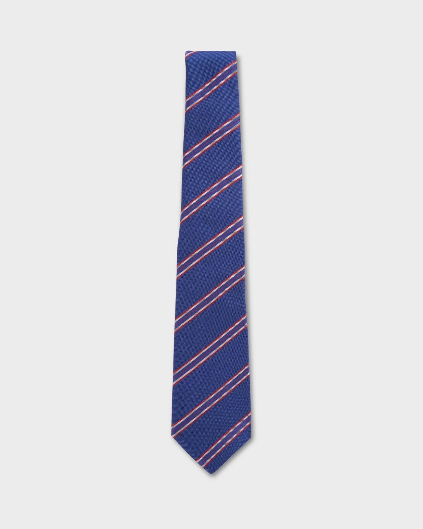 Royal Blue With Red Diagonal Stripes Silk Tie