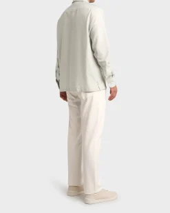 Seafoam Green Cotton Linen Silk Long Sleeve Shirt