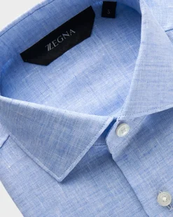 Sky Blue Pure Linen Shirt