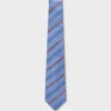 Sky Blue With Navy And Red Stripes Silk Tie