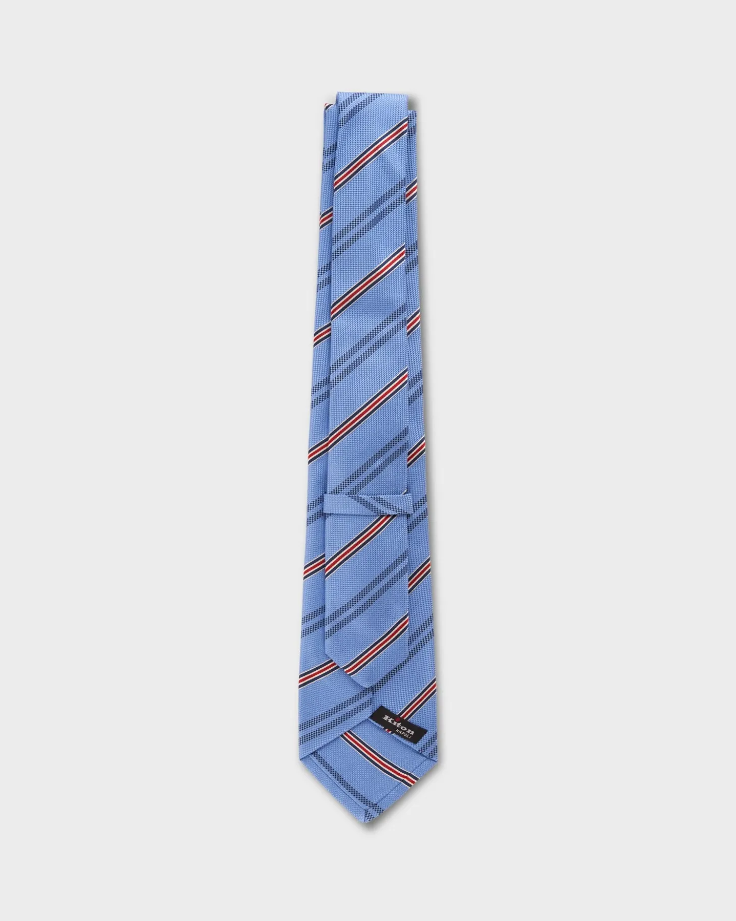 Sky Blue With Navy And Red Stripes Silk Tie
