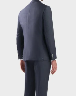 Steel Blue Cross Hatched Milano Wool Suit