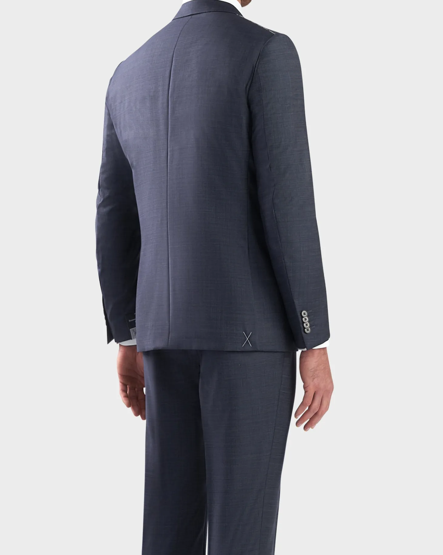 Steel Blue Cross Hatched Milano Wool Suit
