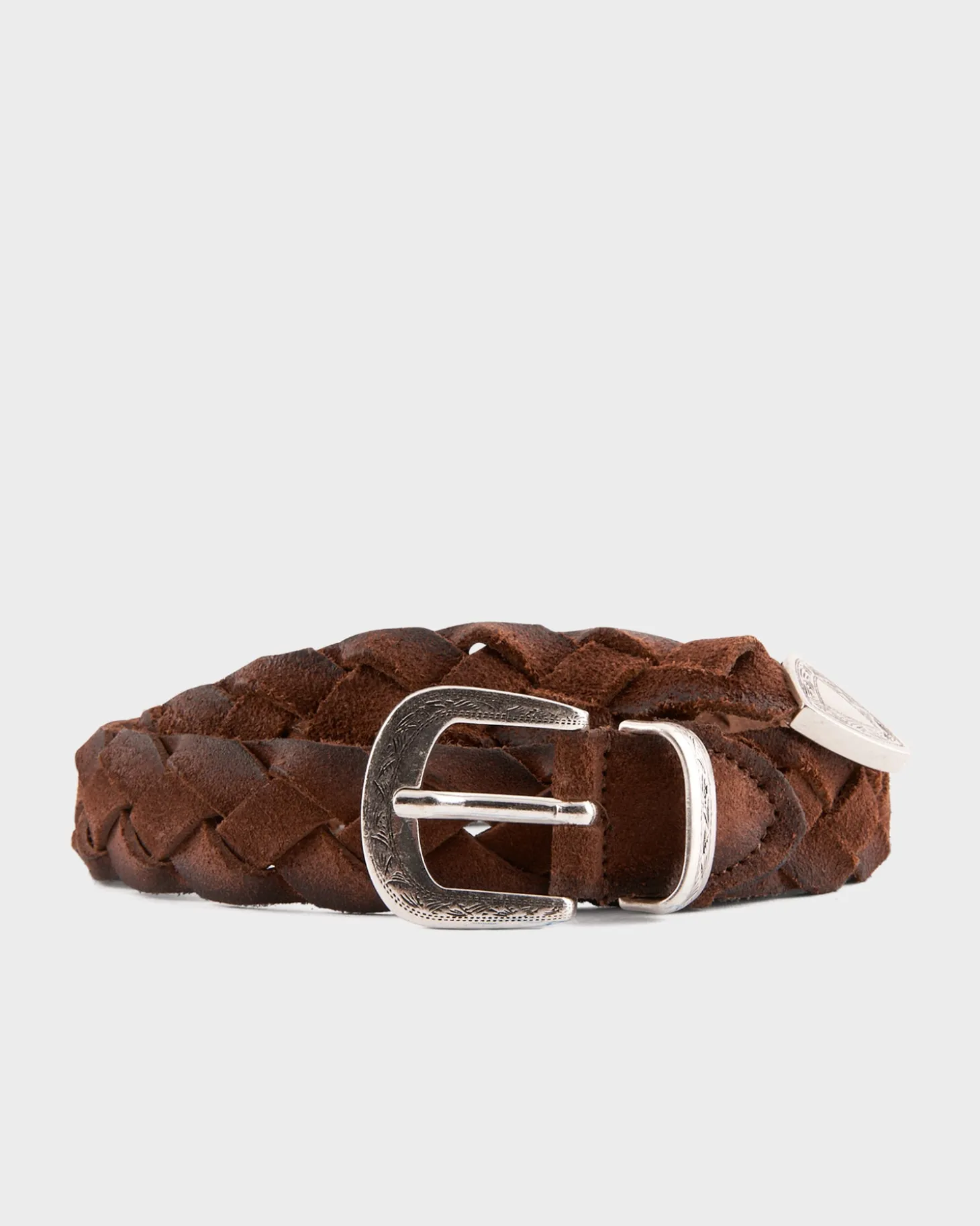 Tan Handpainted Treccia Woven Antiqued Belt