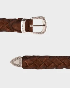 Tan Handpainted Treccia Woven Antiqued Belt