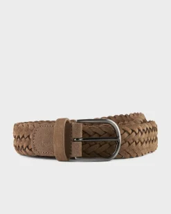 Tan Suede Woven Leather Belt