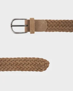 Tan Suede Woven Leather Belt