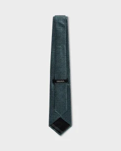 Teal Black And White Diagonal Pattern Tie