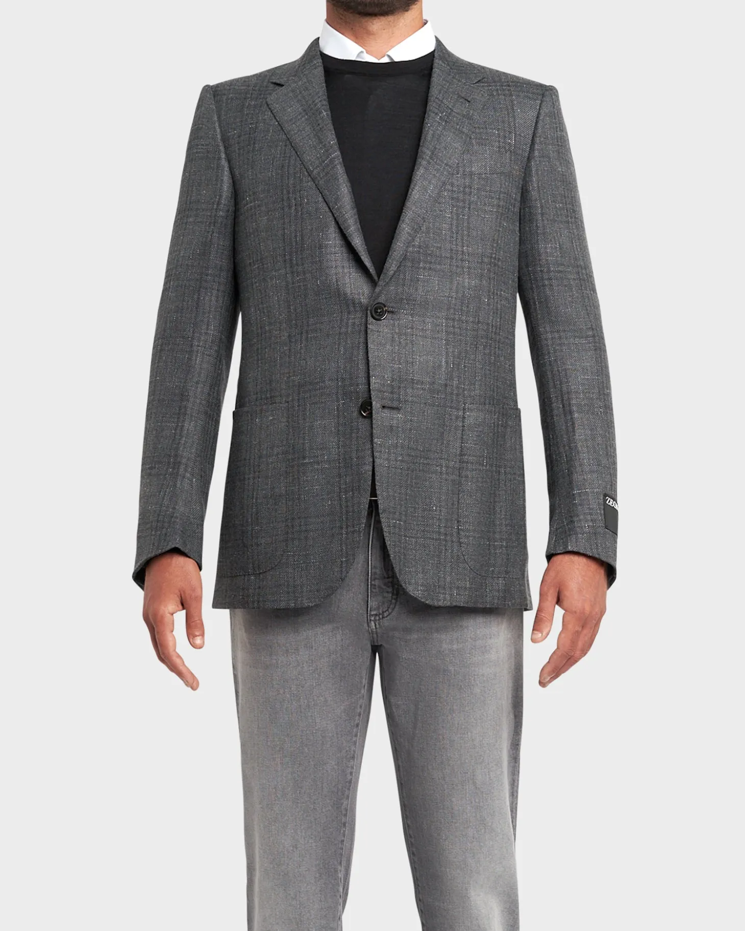 Tonal Check Cashmere Silk Hemp Sports Jacket