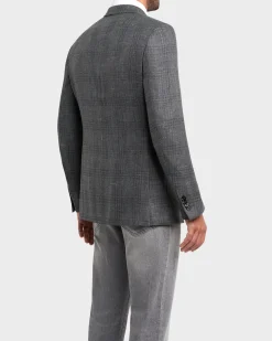 Tonal Check Cashmere Silk Hemp Sports Jacket