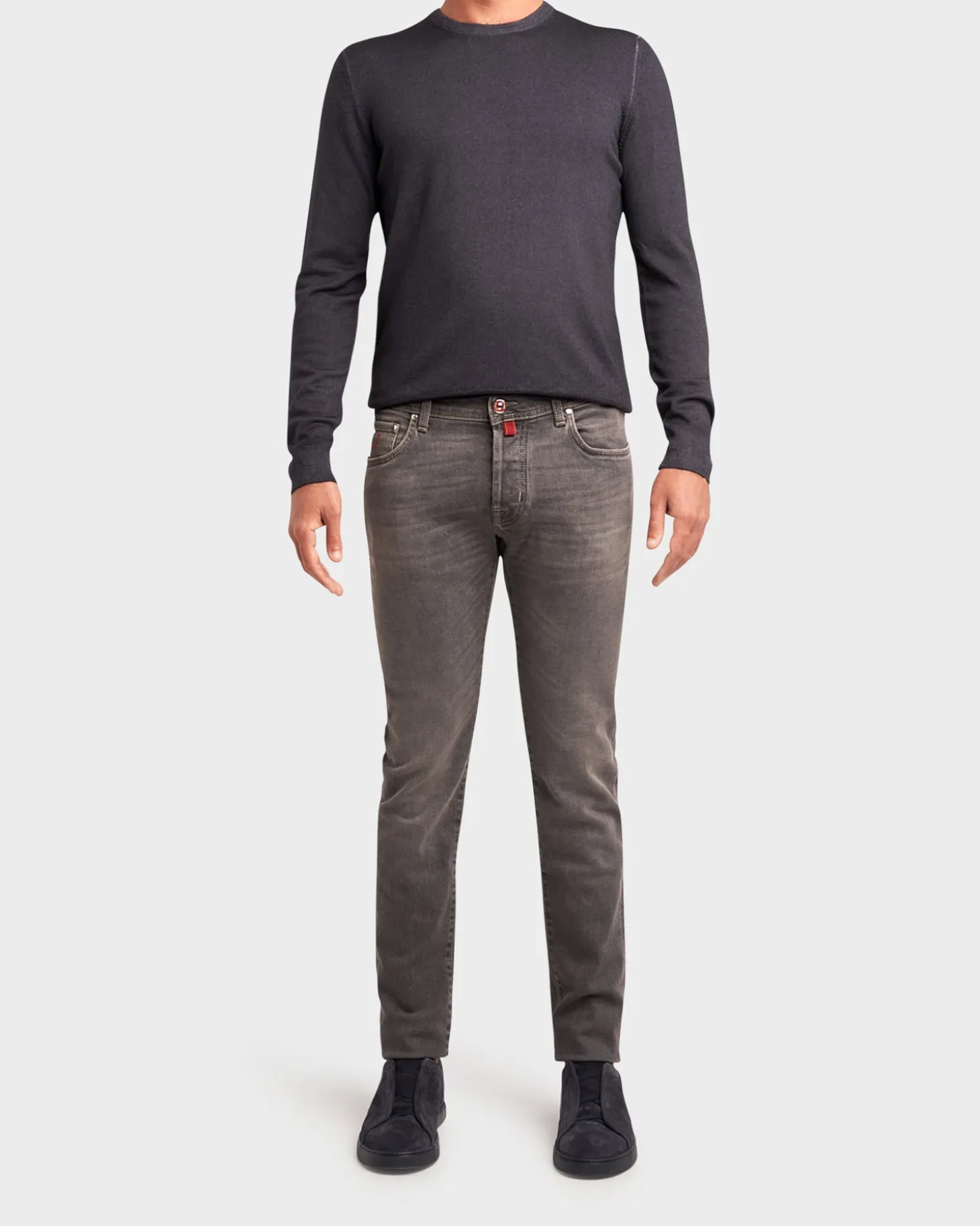Vintage Grey Slim Fit Cotton Jeans