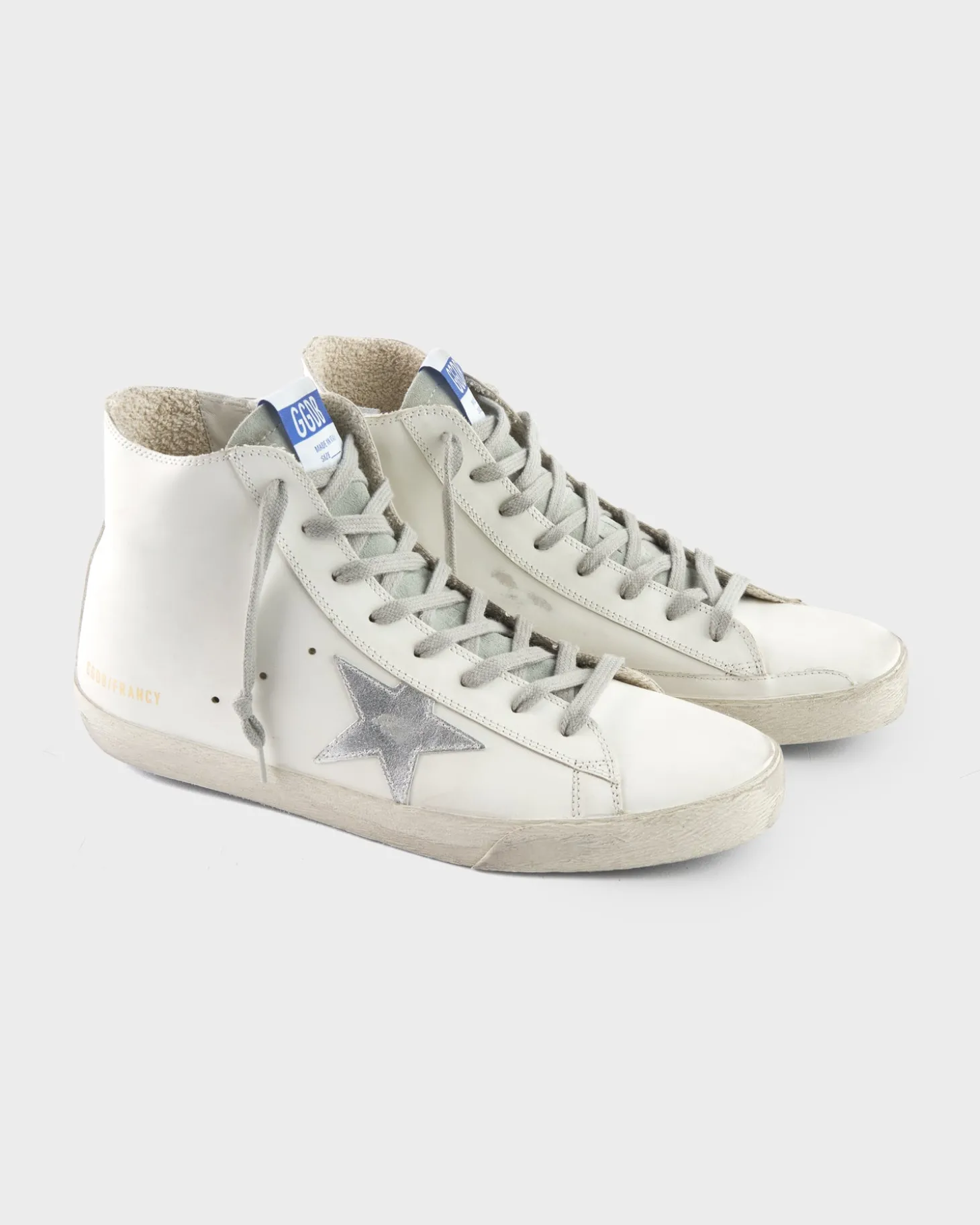 White And Silver Francy High Top Sneakers