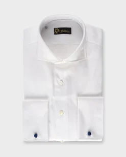 White Cotton French Cuff Shirt