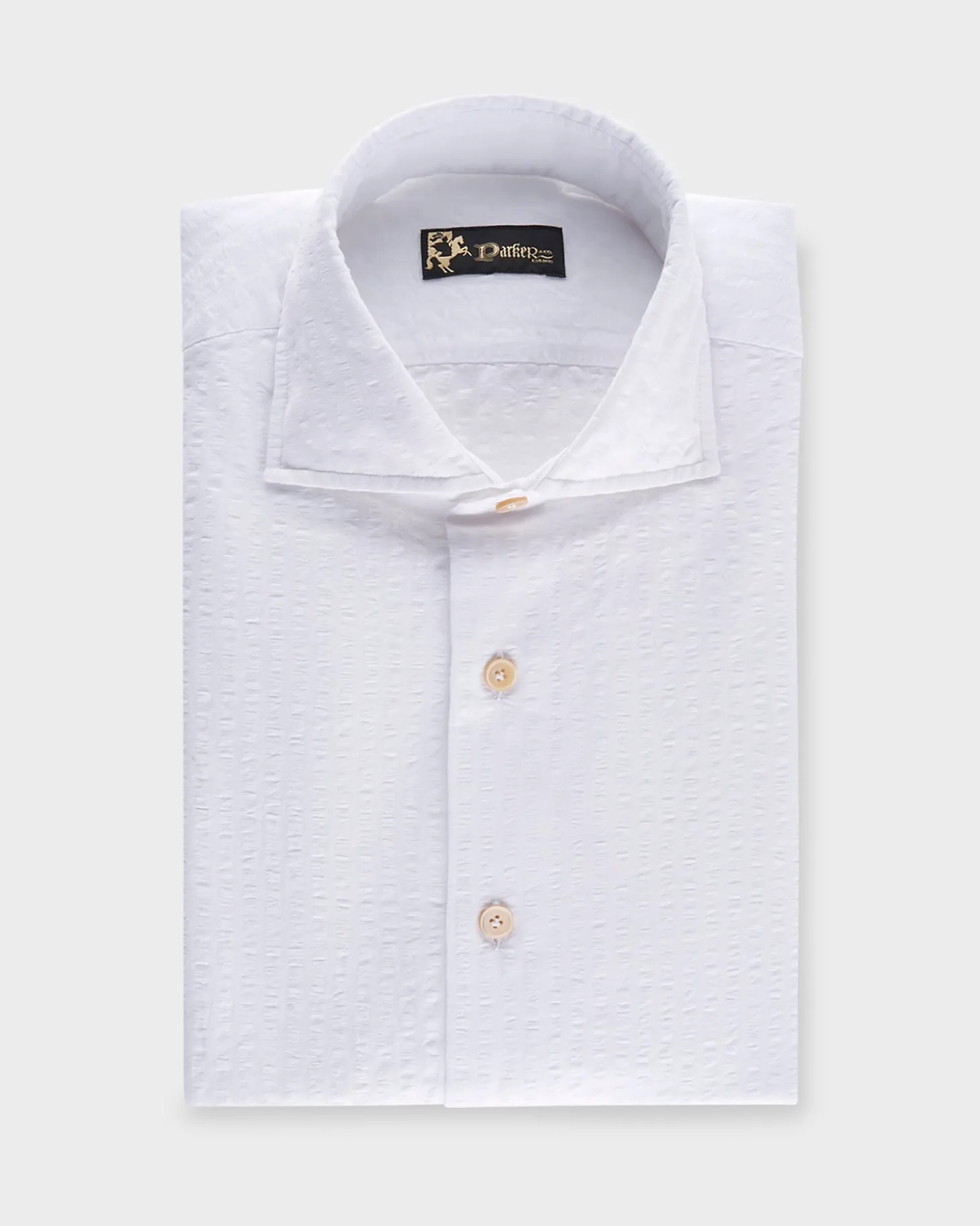 White Cotton Linen Self Stripe Seersucker Shirt