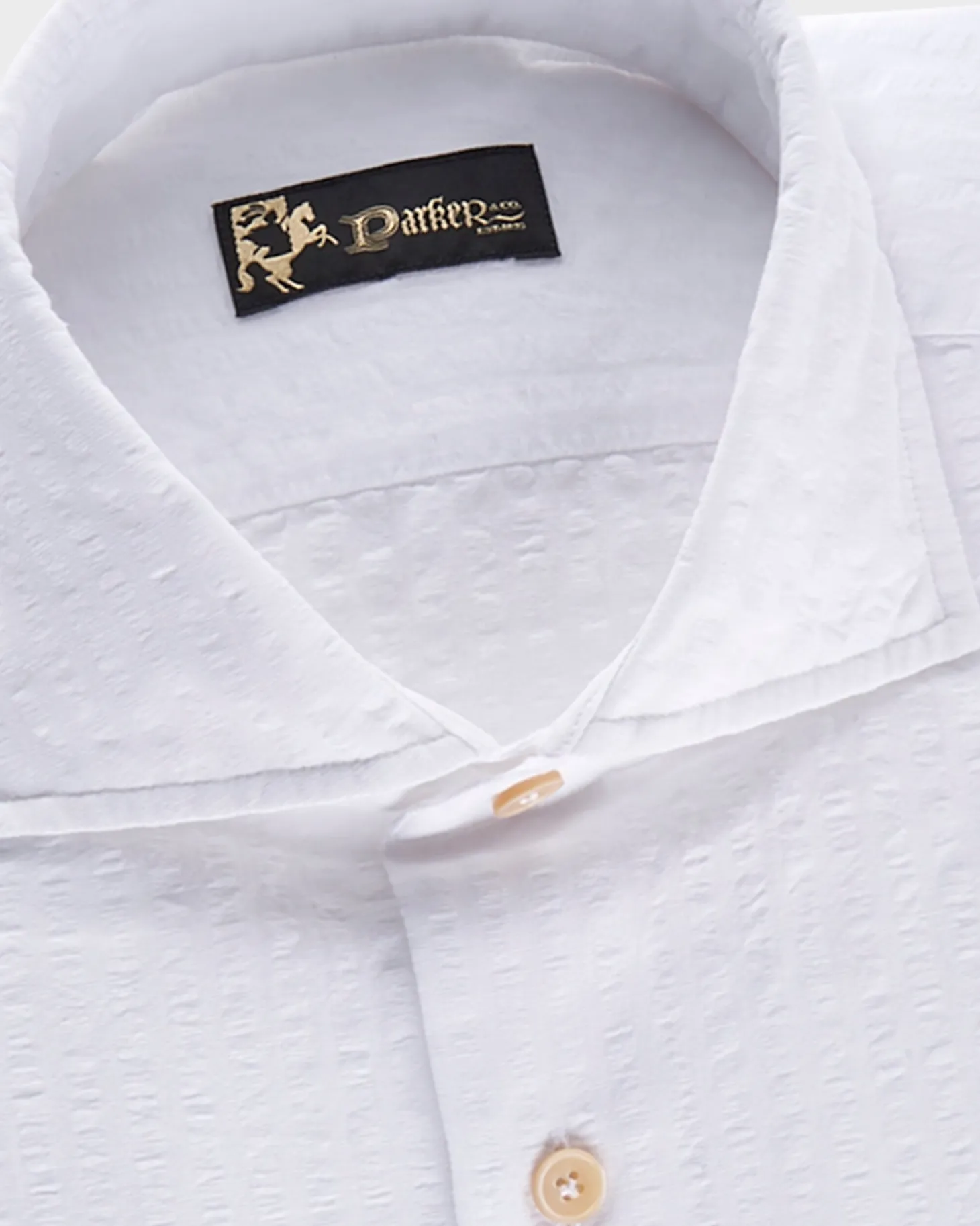 White Cotton Linen Self Stripe Seersucker Shirt
