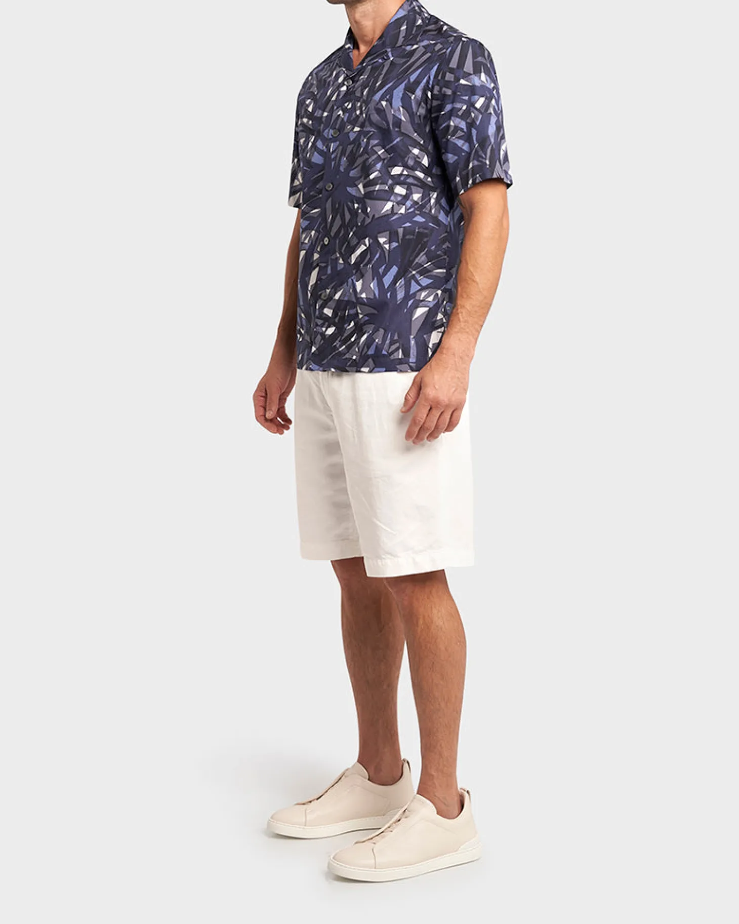 White Cotton Linen Shorts