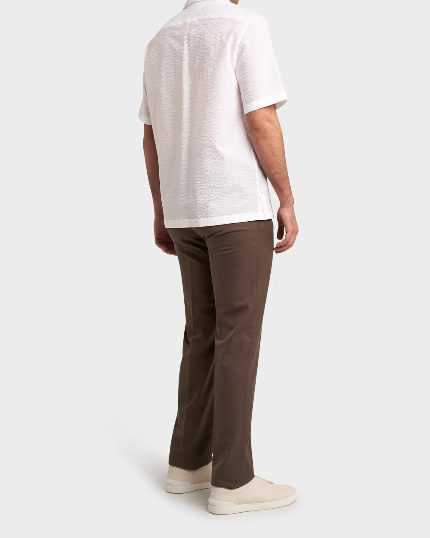 White Cotton Seersucker Shirt
