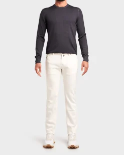 White Cotton Stretch Slim Fit Jeans