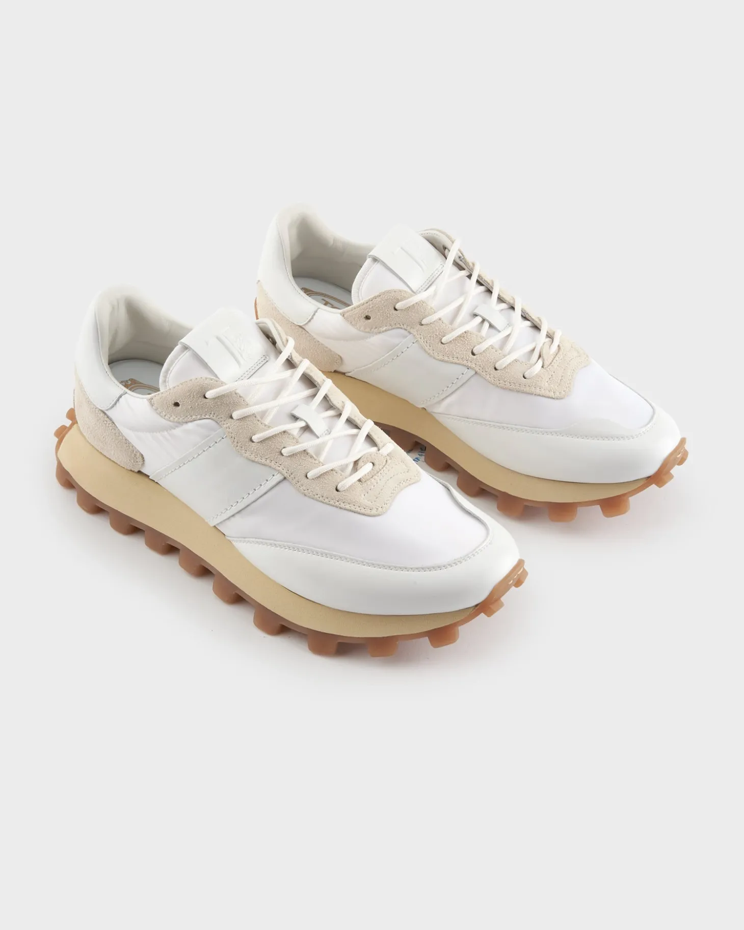 White Leather And Fabric 1T Sneakers