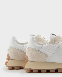 White Leather And Fabric 1T Sneakers