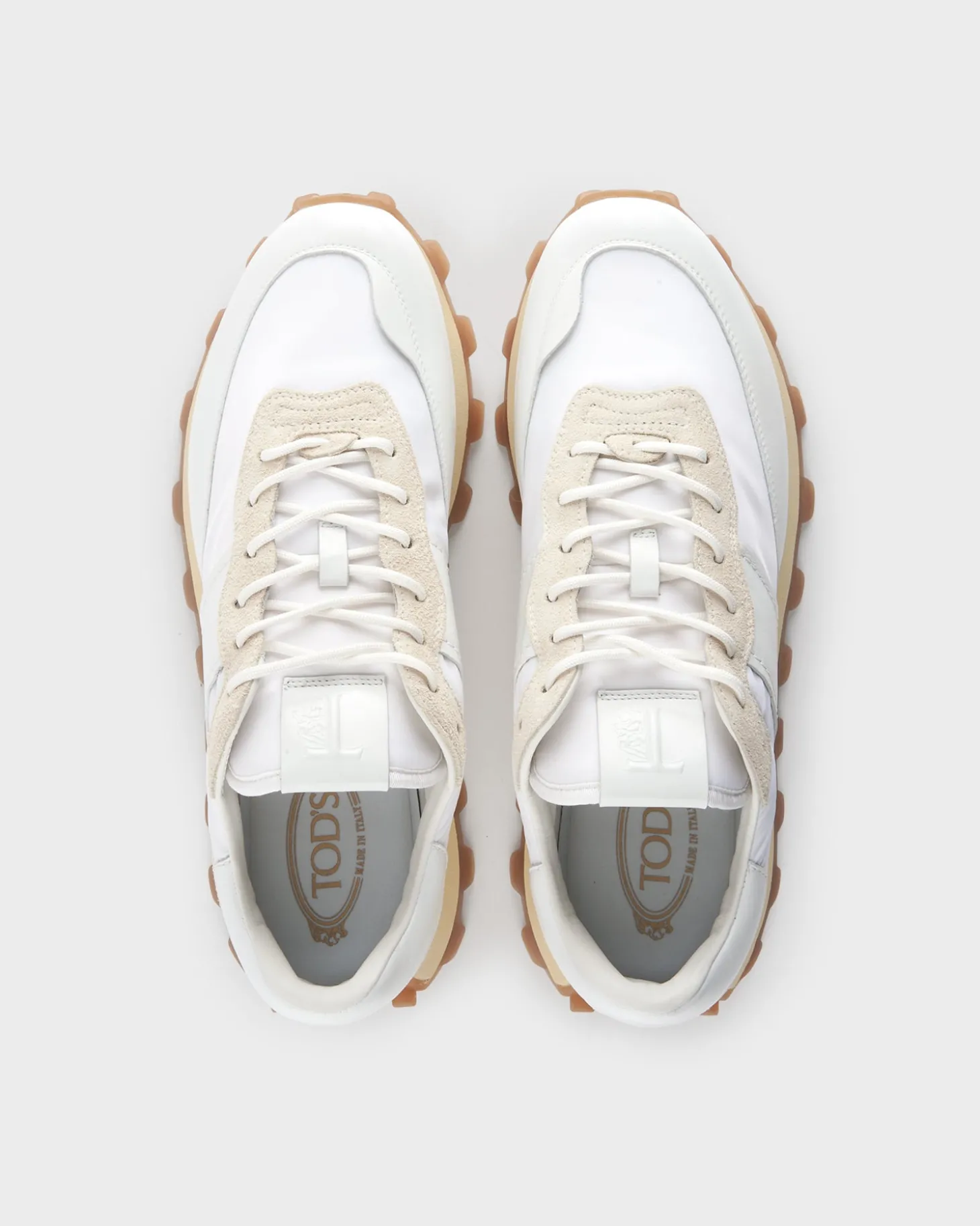White Leather And Fabric 1T Sneakers