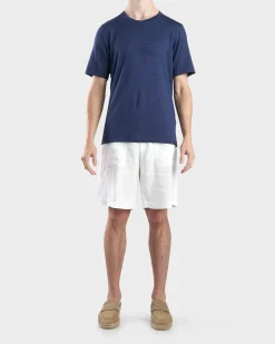White Linen Drawstring Shorts
