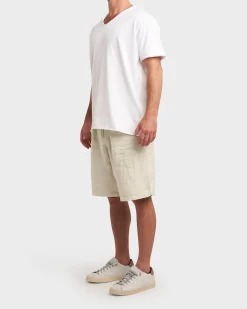 White Linen Stretch V-Neck T-Shirt