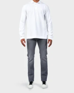 White Long Sleeve Cotton Polo Shirt