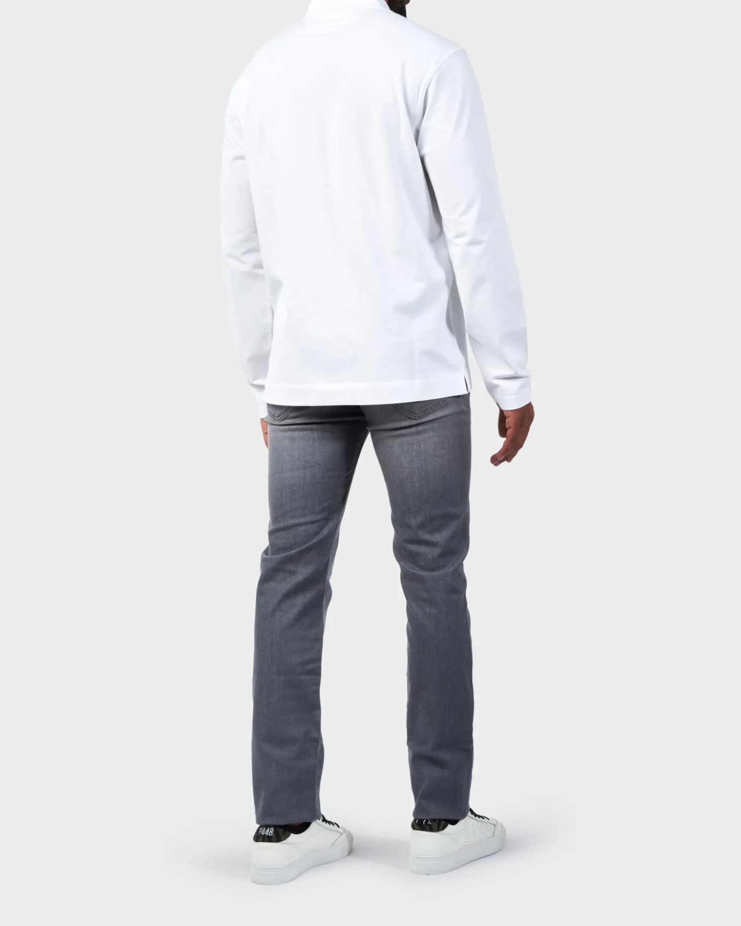 White Long Sleeve Cotton Polo Shirt