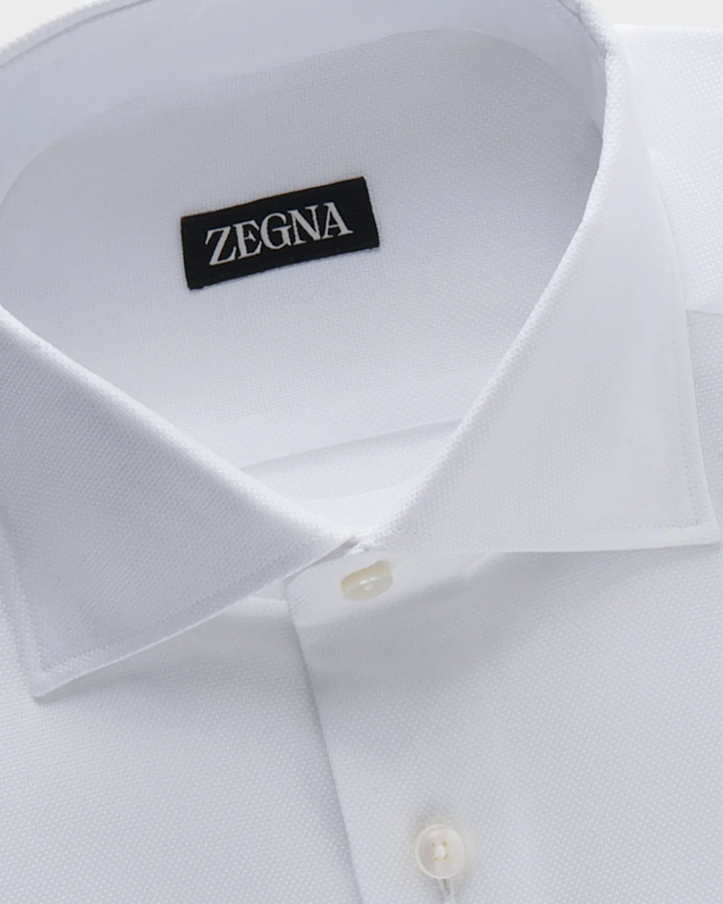 White Micro Texture French Cuff Cotton Shirt