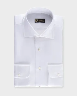 White Microtexture Tailored Cotton Shirt