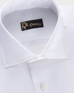 White Microtexture Tailored Cotton Shirt