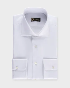 White Microtexture Tailored Cotton Shirt