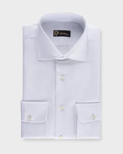 White Microtexture Tailored Cotton Shirt