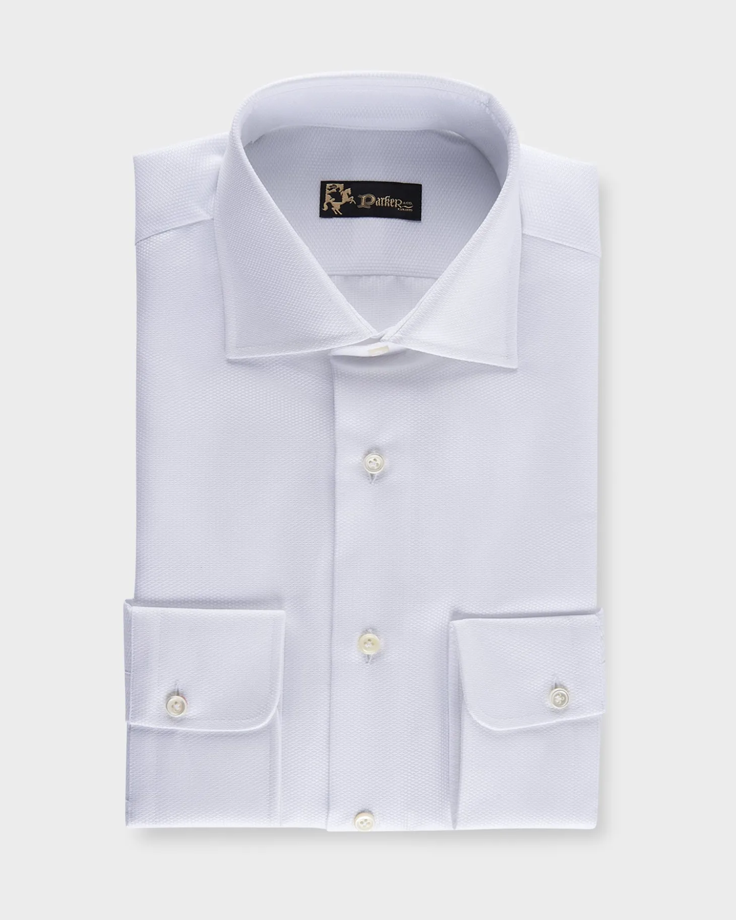 White Microtexture Tailored Cotton Shirt
