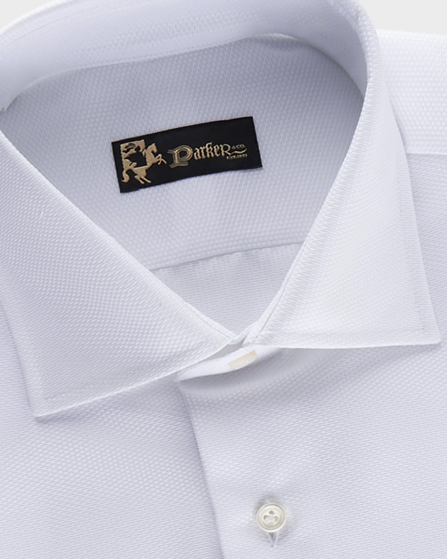 White Microtexture Tailored Cotton Shirt