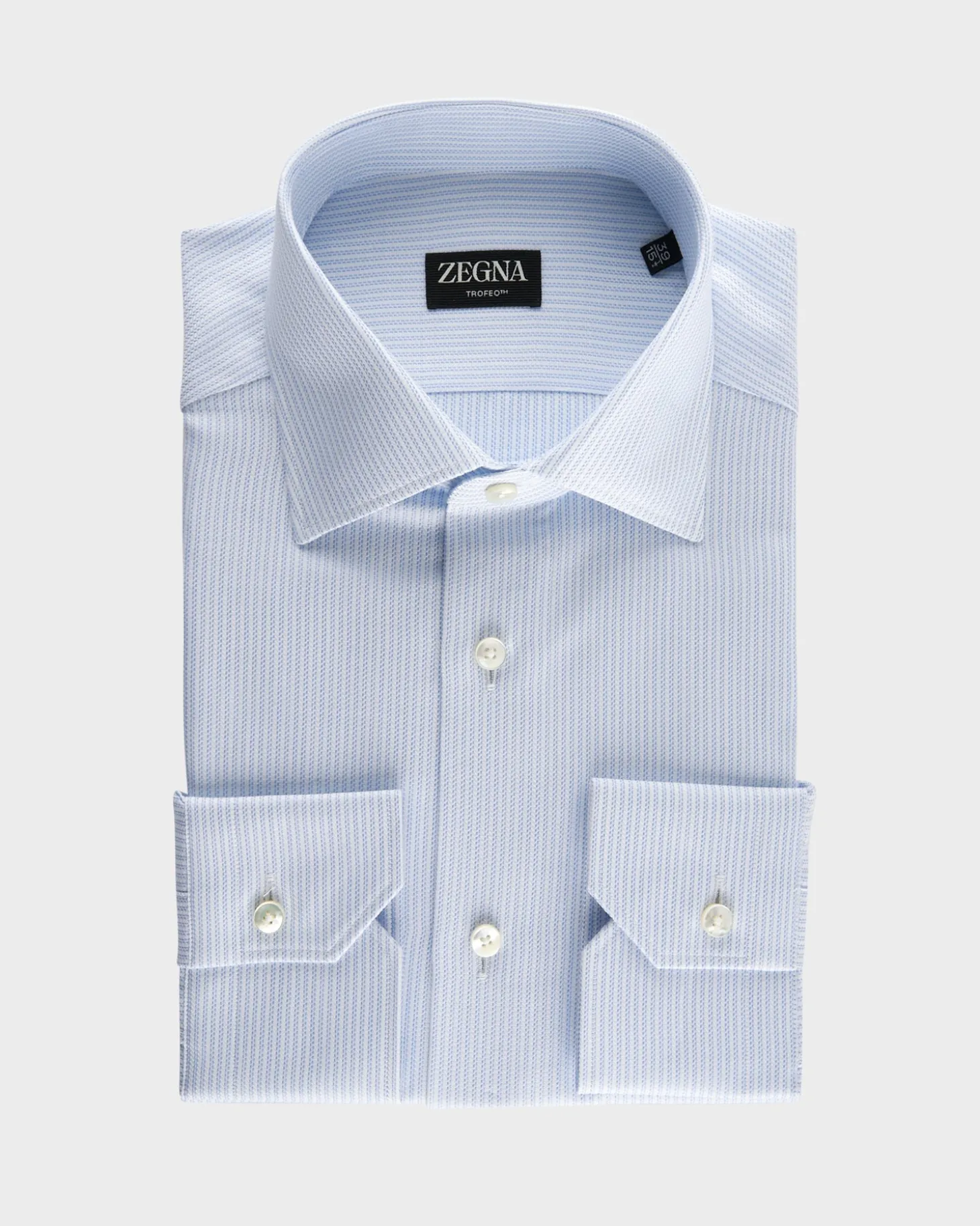 White With Blue Rope Stripe Trofeo Cotton Shirt